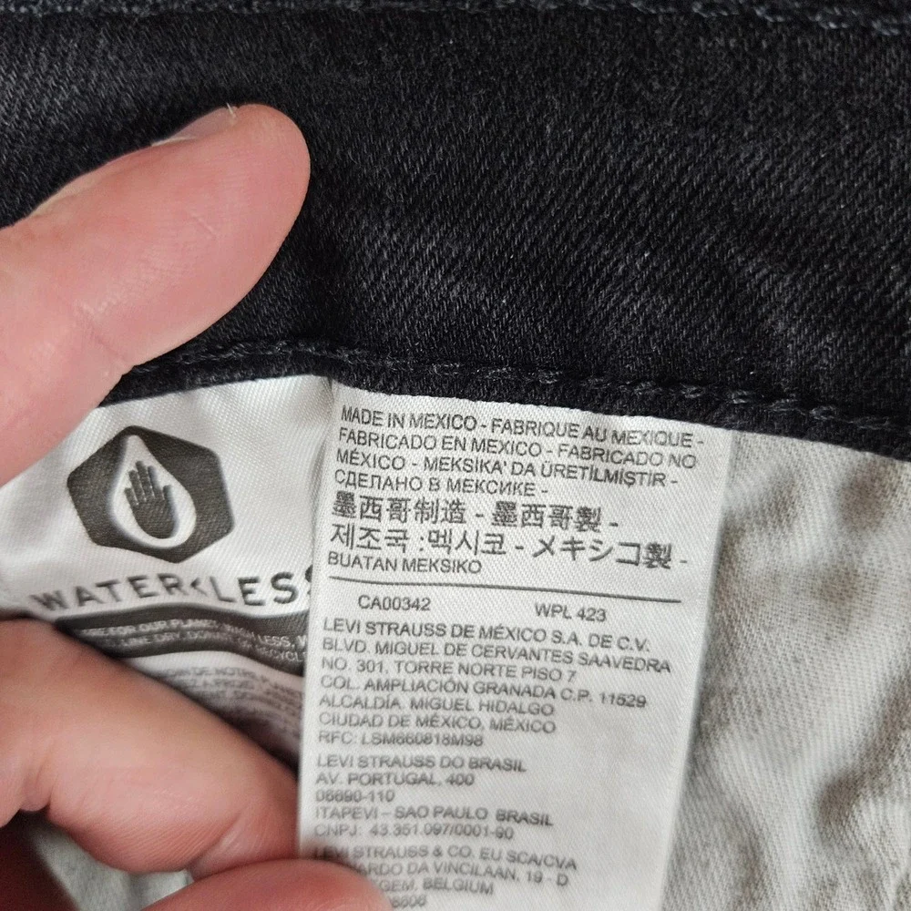 Levi's 505 Regular‎ Fit Straight Leg Jeans Mens Black Size 36x30 WaterLess